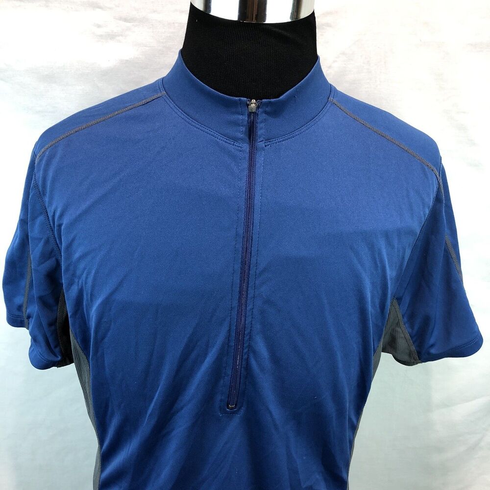 Novara Blue 1/2 Zip Cycling Jersey Mesh Side Three Pocket Shirt Large EE19